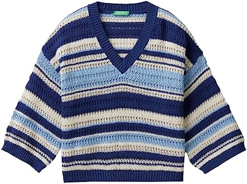 United Colors of Benetton Women's Sweater, Multicolored Striped Light Blue  and Blue 902, S : Buy Online at Best Price in KSA - Souq is now Amazon.sa:  Fashion