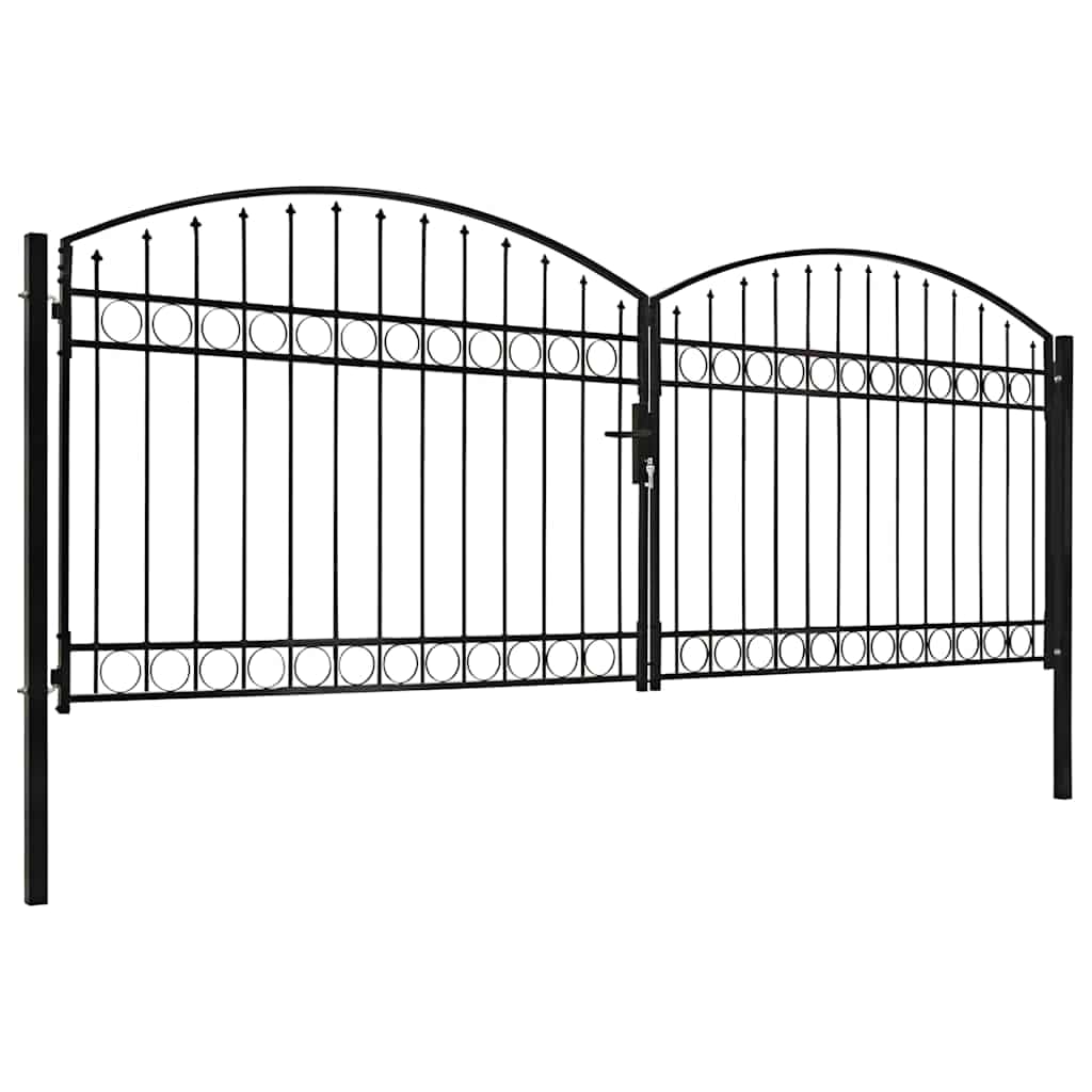 Portal doble batiente acero arqueado 400 x 150 cm para jardín valla