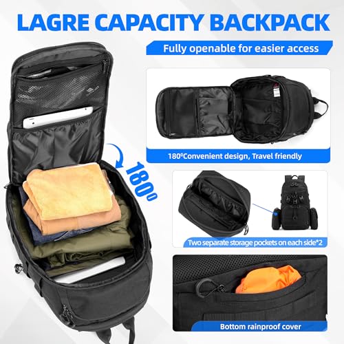 Image of gracedon Tactical Backpack for Men and Women Black2 | Water Repellent, 3-Day Assault Rucking Backpack, MOLLE Webbing, For Climbing Trekking Outdoor Sports