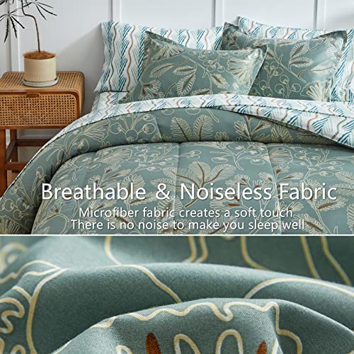 Aikasy Flower Garden 7-Piece King Bed In A Bag Comforter Set - Soft Microfiber Reversible Bedding With Hundred Flowers Pattern - All Season Comfort #TOP4