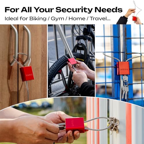 Cable Locks 1-Pack | Keyed Alike Adjustable Cable Padlock｜Len 3.28ft(1m) with 6 Same Keys/Set for Bikes, Gate, Lockers, Gun & Outdoor Gear | Weatherproof & Silver