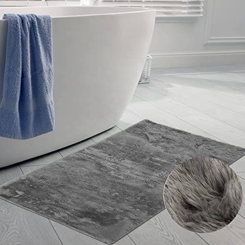 CARPETIA Teppich für Badezimmer edel & weich | rutschfest | in anthrazit, 70 x 140 cm CARPETIA Teppich für Badezimmer edel & weich | rutschfest | in anthrazit, 70 x 140 cm