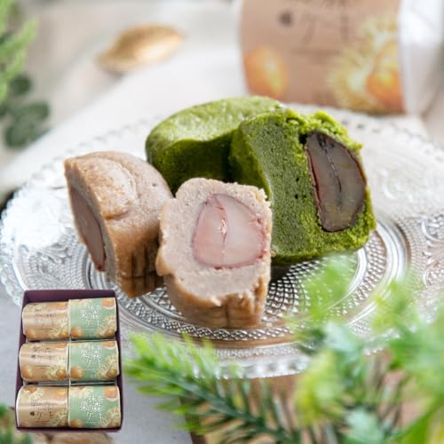 栗の森のケーキと抹茶栗の森のケーキの詰合せ (6個箱入)まるごと栗入り焼き菓子セット グルテンフリー&抹茶生地の贅沢スイーツ 良平堂 高級 和スイーツ プレゼント 贈り物 お歳暮 お年賀 ハロウィン