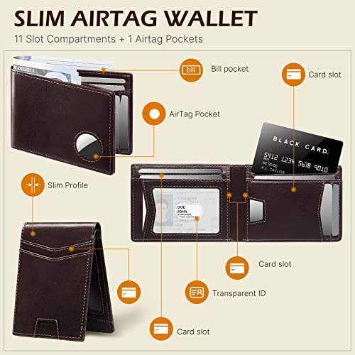 typecase Mens Wallet Card Holder: Pop Up Card Case, Premium Leather, Smart, Bifold, RFID Blocking, Slim, Minimalist, Thin, Front Pocket - 9-13 Card Capacitiy | ID Window | Money Clip (Brown)3