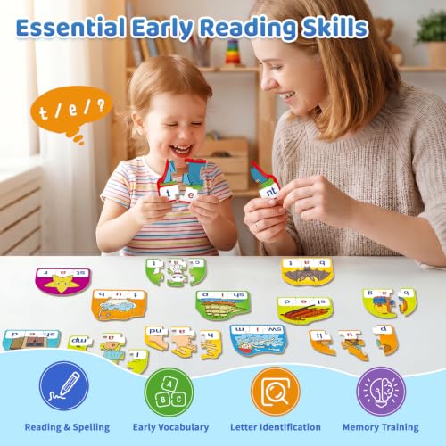 Phonics & Word Puzzle Cards for Kids 3+, 2 in 1 CVC & CVCC Reading and Spelling Games for Toddler, Back to School Supplies, Engaging Educational Tools for Kindergarten, Homeschool & Classroom - Image 6
