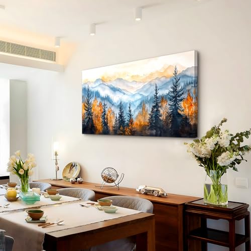 crmotu Landscape Wall Art, Forest Wall Art, Mountain Wall Decor, Autumn Scenery Large Art Prints, Modern Aesthetic Painting Wall Decor Living Room Bedroom Hallway Office Rusitc Farmhouse 24"X48"