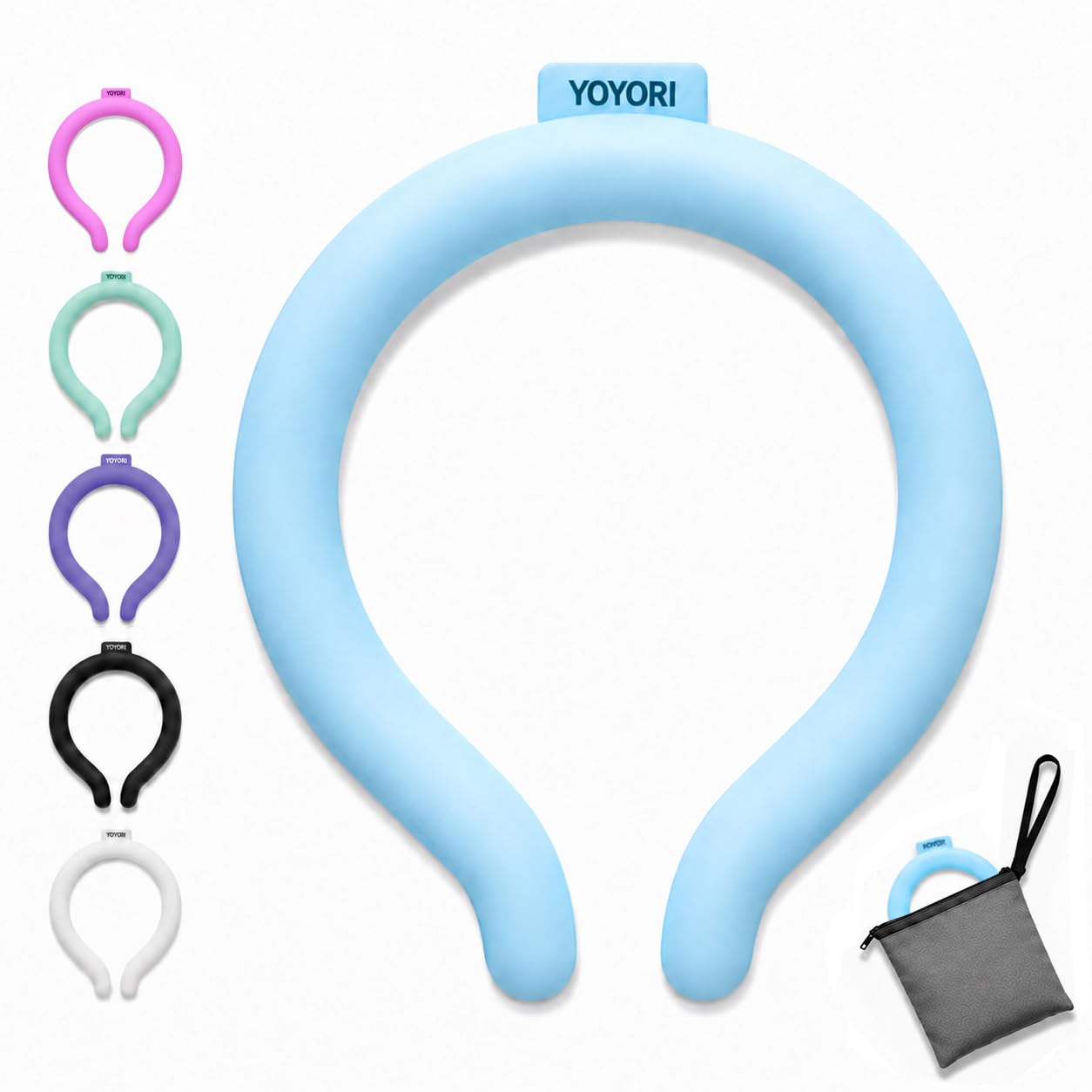 Cooling Neck Wrap with Insulated Bag, Reusable Ice Neck Ring & Body Cooler for Summer Heat, Wearable Cooling Tube Maintains 18°C/64°F for Outdoor, Sports, Travel (Blue)-image-2