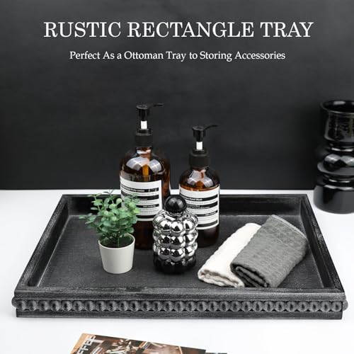 Rectangle-Wood-Serving-Tray-with-Beads-Black-Washed-Wooden-Decorative-Tray-for-Entertaining-Decoration-and-Gifting Rectangle Wood Serving Tray with Beads Black Washed Wooden Decorative Tray for Entertaining Decoration and Gifting