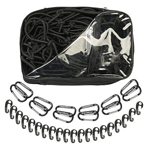 Taconets Cargo Net For Pickup Truck Bed- 4' X 6' - Heavy Duty 8Mm Latex Bungee Net Mesh With 12 Metal Carabiners & 20 Durable Hooks - Fits Ford, Ram, Chevy, Gmc, Nissan, Toyota… #TOP6