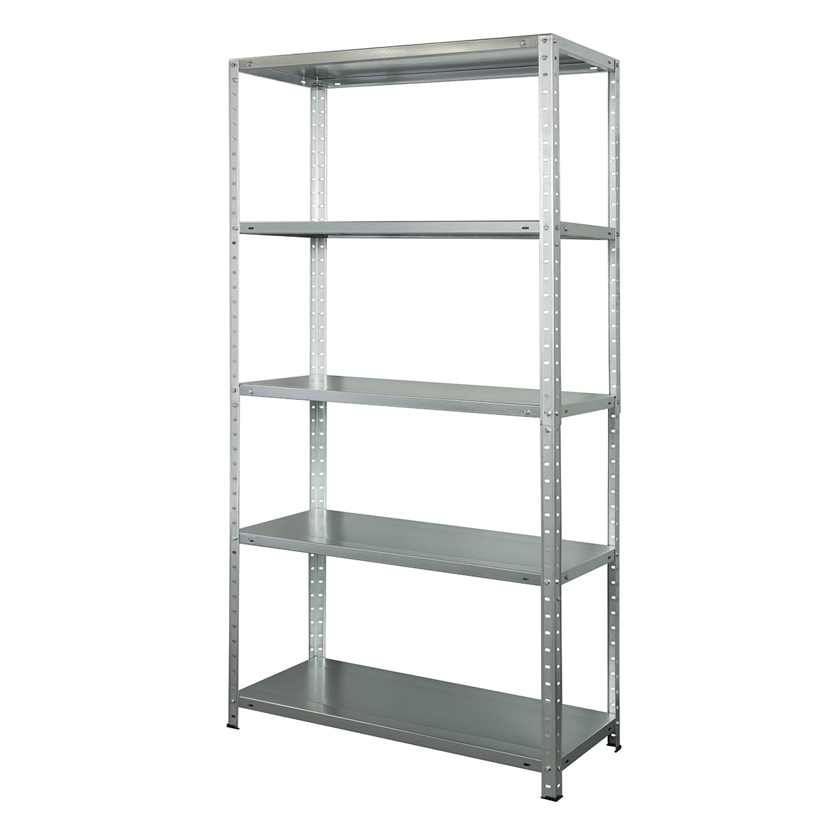 Metalkas BR-ECO - Scaffale con 5 ripiani, 177 x 90 x 40 cm, ripiani regolabili in altezza, fino a 350 kg, per carichi pesanti, cantina, officina, zincato, in metallo, argento