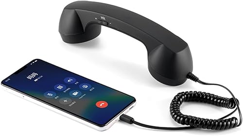 Receptores de teléfono retro para teléfono móvil, tableta, laptop, auriculares con llamada cómoda, interfaz USB-C, con botón de respuesta, adecuado