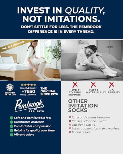 Image of Pembrook Light Compression Socks for Women - 3 Pairs | 8-15 mmHg Cotton Compression Socks for Pregnancy, Knee High Comfort