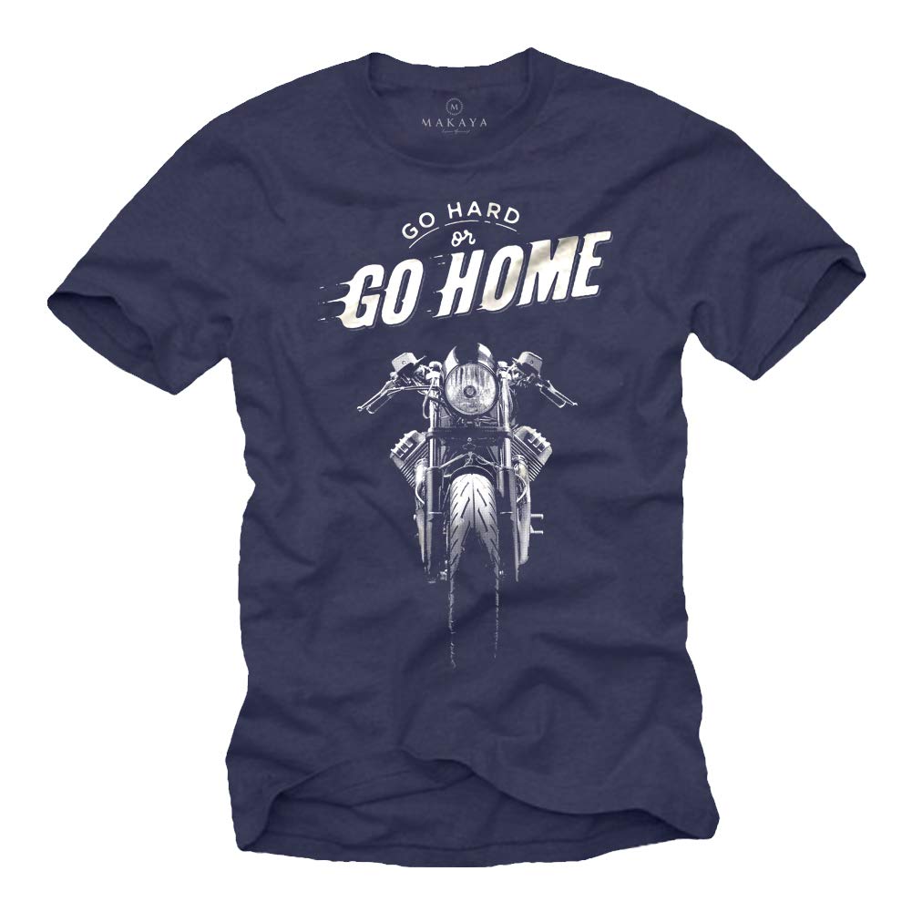 Makaya Men's Blue Biker T-Shirt For - Go Hard - Cool Motorbike Accessories Gifts Xxxxxl