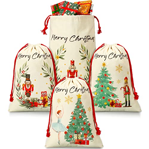 Moukeren 4 Pcs Christmas Sack Bag Christmas Gift Bag with