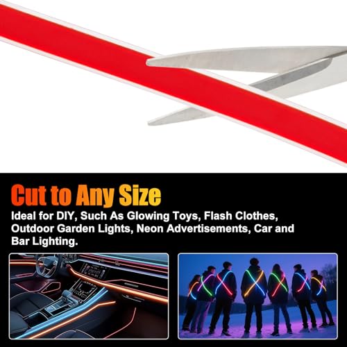 Image of Flexible Led Panel,Electroluminescent Panel Sheet EL Tape Cuttable Soft for Mask Eye Cosplay Party Decor DIY-Continuous /Slow Flash /Fast Strobe 3x24 cm Lightblue (red, 1 * 1)