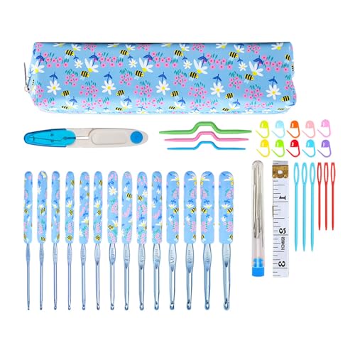 Crochets ergonomiques lot de 9 à 12 pièces à poignée souple pour tricot et tissage