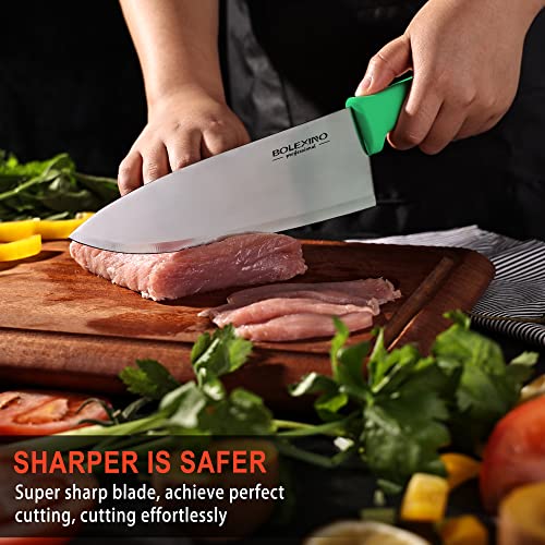 Bolexino 8 Inch Japanese High Carbon Stainless Steel Chef Knife, Professional Extra Sharp Wide Cook Knife With Non-Slip Ergonomic Handle, For Kitchen Home Restaurant #TOP3