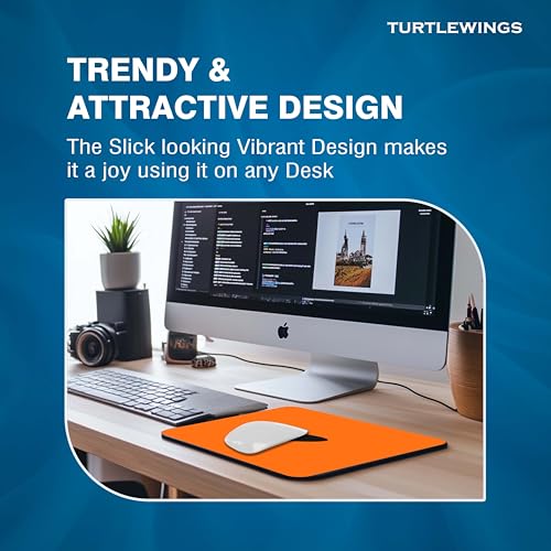 Image of TURTLEWINGS | Mousepad | Papaya Orange Speed Tribute Mousepad - 22x18 cm, 3mm Thick | Sporty Design Non-Slip Rubber Base | Office, Study & Gaming Use | Premium Smooth Surface
