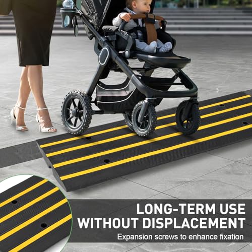 image for GarveeTech Rubber Driveway Curb Ramps, 15 Ton Capacity Heavy Duty Car 