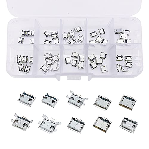 Connettore Micro USB Femmina Tipo B a 5 Pin per Telefoni Cellulari, Presa di Ricarica Micro USB a 5 Pin, Connettore di Ricarica per Dispositivi Mobili