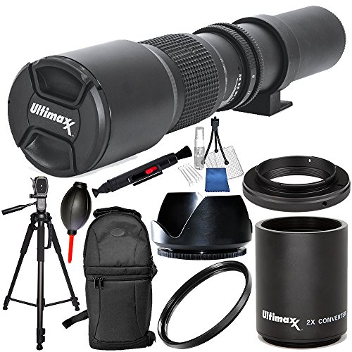 500mm F/8.0 Multi Coated High-Power Preset Telephoto Lens (for Canon) 10PC Accessory Bundle