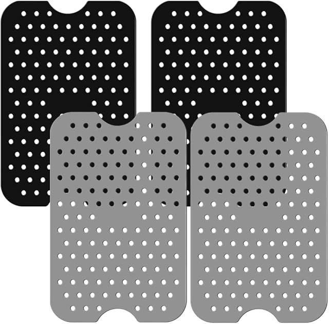 4 Pack Silicone Air Fryer Liners Reusable Double Basket Air Fryer Liners for Ninja Foodi Dual Air Fryer DZ201 DZ401