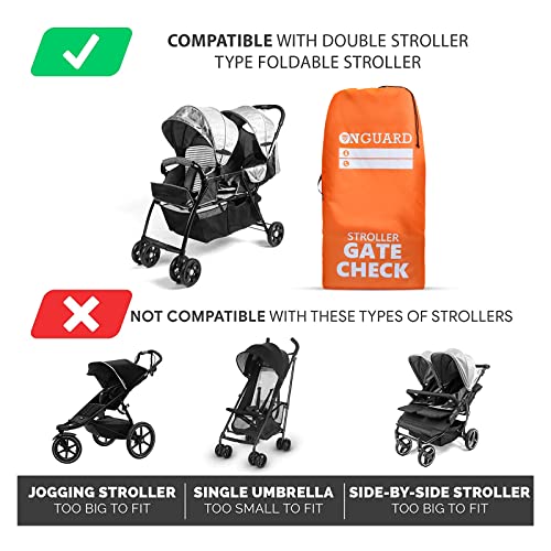 Onguard Double Stroller Bag For Airplane | Stroller Cover | Gate Check Stroller Bag | Baby Airplane Travel Accessories | Waterproof Rip Resistant Polyester Compact Backpack | Orange #TOP4