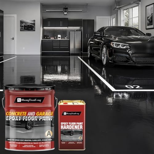 Pintura Profesional para Pisos Kit (5 galones negro, brillo alto) Recubrimiento acrílico para concreto en garajes y sótanos | Paredes interiores | Componente único miniatura 2