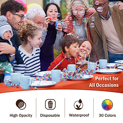 Party Solids 6-Pack Premium Plastic Tablecloth 54in. x 108in. Rectangle Plastic Table Cover - Orange
