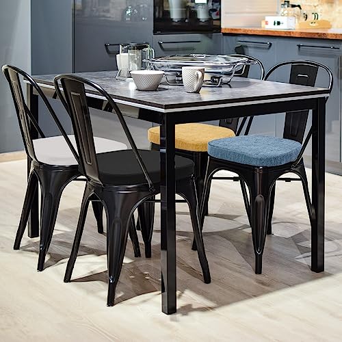Image of baibu 14x14 Memory Foam Metal Chair Cushions Set of 4, Dual-Layer Design Non-Slip Metal Dining Chair Pads Kitchen Seat Cushion with Machine Washable Cover, 4 Counts, Blue