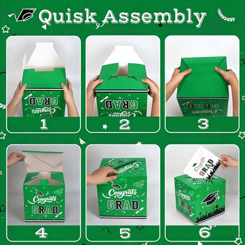 Image of 9.45Inch Large Green Graduation Card Box, Back to School Gifts | Ideal 2026 Grad & Back to School Gifts, Fits High School, College & Masters, Dorm Decor & Party Favors For Class of 2026