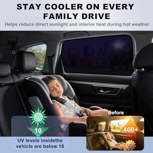 Image of 2017-2022 CRV Rear Window Shades | Static Cling Side Window Sun Shades for Kids & Pets, Semi-Transparent UV Protection Window Covers, Heat Blocking & Privacy, Easy Install, 2PCS