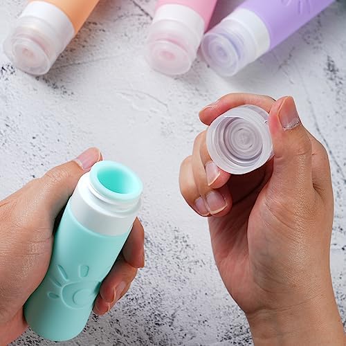Zafit Travel Bottles for Toiletries, TSA Approved Travel Containers 3oz Leak Proof Travel Tubs Refillable Liquid Travel Accessories for Shampoo Conditioner Lotion Body Wash(Multicolored C) — view 4