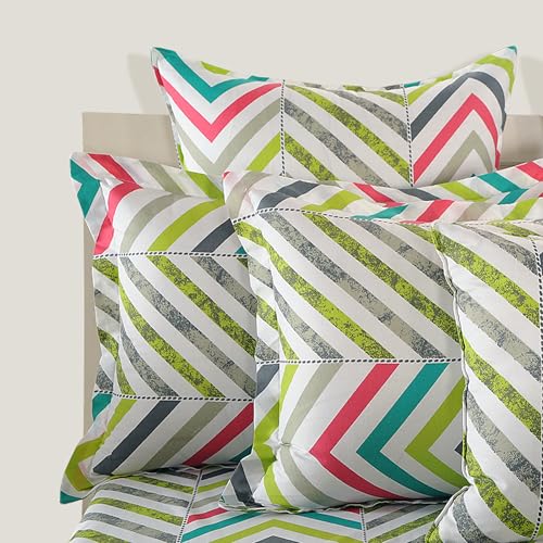 Image of Swayam Sparkle Collection Basic Comfort Roto Cotton 144TC Geometric Print Single Bedsheet with 1 Pillow Cover - Multicolour