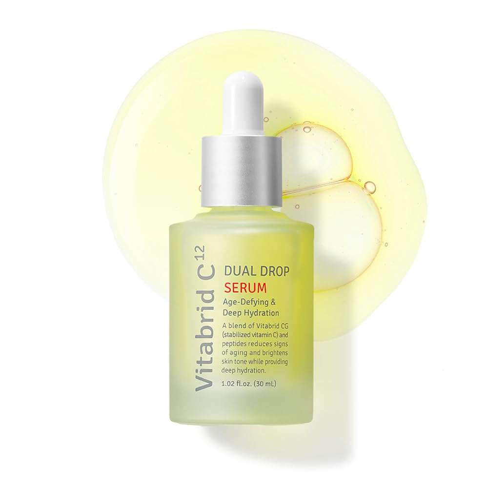 Dual Drop Serum - Hydrating & Antioxidant Face Serum with Peptides, Vitamin C, Hyaluronic Acid - Reduces Fine Lines and Wrinkles, Youthful Skin Glow - Highly Concentrated, Fragrance-Free, 1.02 fl.oz.