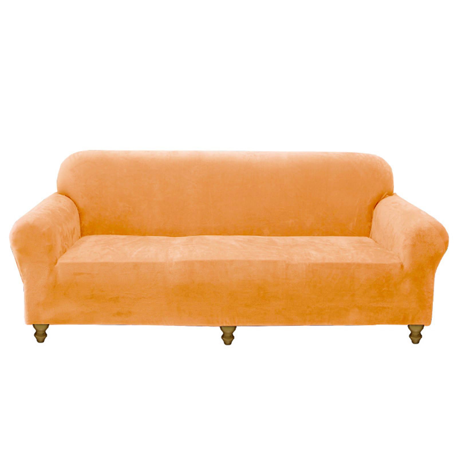 Housse de canapé en velours 3 places orange extensible et lavable