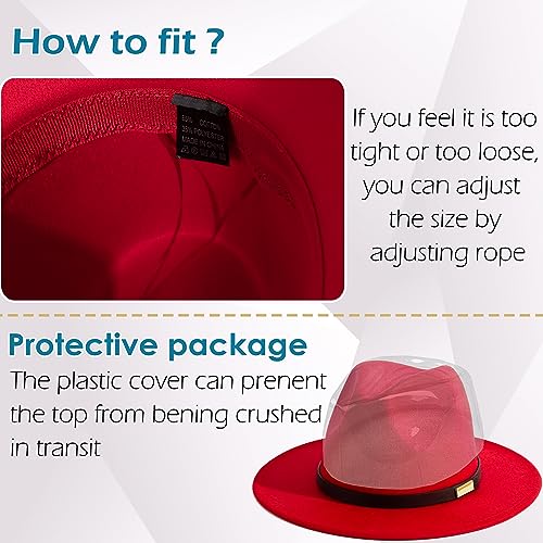 Image of Fedora Hats for Men Wide Brim Panama Hat with Classic Belt