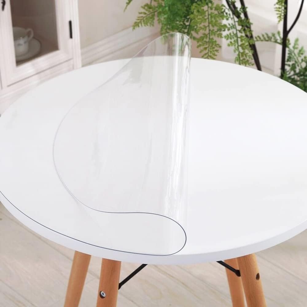 SDdPulse Protector de mesa redonda transparente, protector de mesa redondo transparente de 2 mm de grosor, protector de mesa redondo de plástico para mesa de comedor, mantel circular de PVC