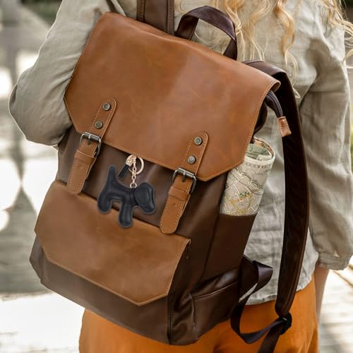 Giantree Hunde Schlüsselanhänger, Leder Taschenanhänger Süße Welpe Hundetasche Anhänger Hunde deko Rucksack Anhänger Geburtstagsgeschenk für Lieblingsmensch Taschenzubehör(Schwarz)