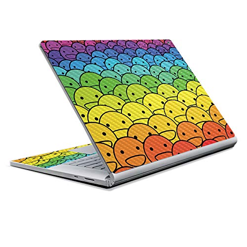Image of MightySkins Carbon Fiber Skin for Microsoft Surface Book 2 13 inch (2017) - Happy Faces,Protective, Durable Textured Carbon Fiber Finish,Easy to Apply, Remove, and Change Styles,