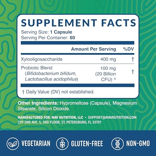 Prebiotics and Probiotics for Women & Men | Pre and Probiotics for Gut Health & Bloating Relief | Synbiotic with 20 Billion CFU Lactobacillus & Bifidobacterium | Shelf-Stable | Vegetarian | 60 Ct.