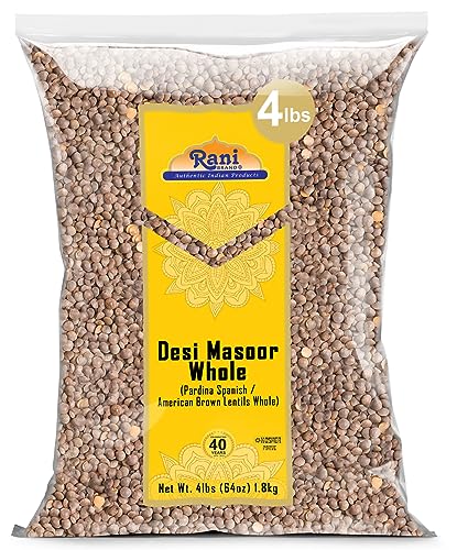 Image of Rani Desi Masoor (Masur) Whole 64oz (4lbs) 1.81kg (aka. Pardina Spanish /American Brown Lentils Whole) Bulk ~ All Natural | Vegan | NON-GMO | Kosher | Gluten Friendly | Product of USA
