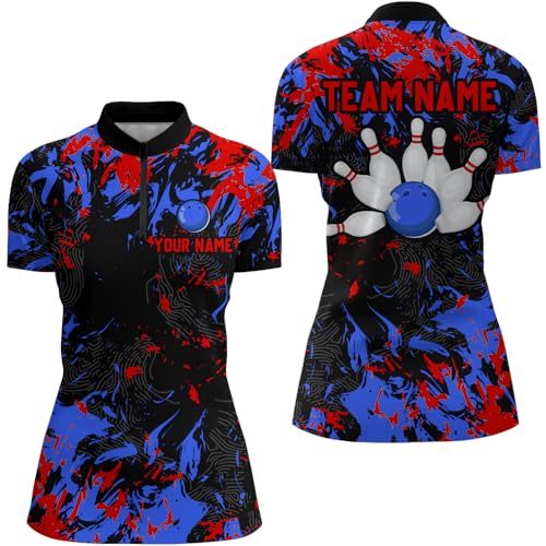Personalized Bowling Shirt for Men & Women Camo Bowling Team Jersey Bowling Polo & Quarter-Zip Shirt Multicolor4