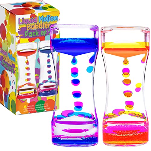 YUE MOTION Liquid Motion Bubbler Visual Sensory Toys, Liquid Timer– New Big Calming Sensory Bubbler Toy- Colorful Liquid Hourhlass for Stocking Stuf