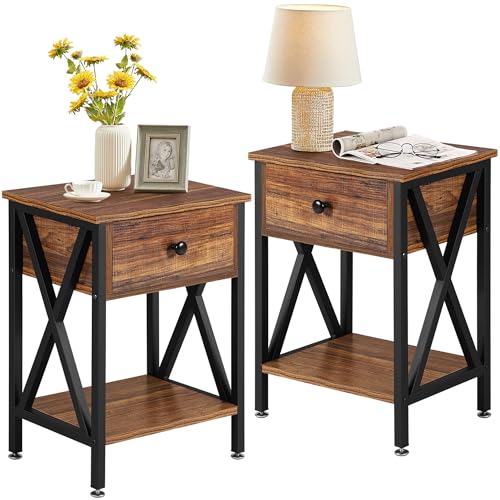 VECELO Nightstands Set of 2, Modern Bedside End Tables,...