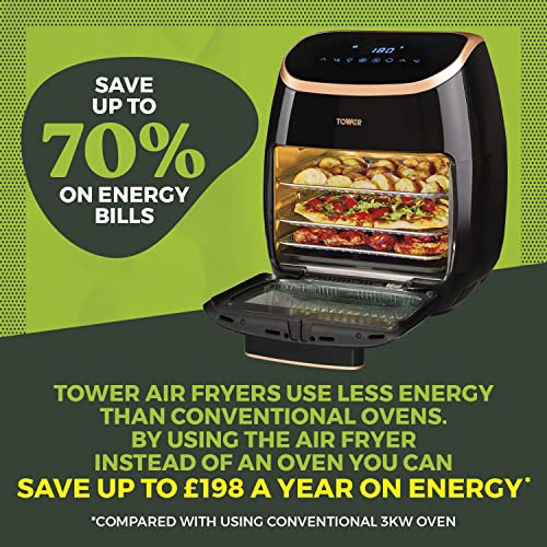 Tower T17039RGB 5-in-1 digitale friteuse-oven met snelle luchtcirculatie en timer van 60 minuten, 11 liter, zwart en roségoud - Afbeelding 5