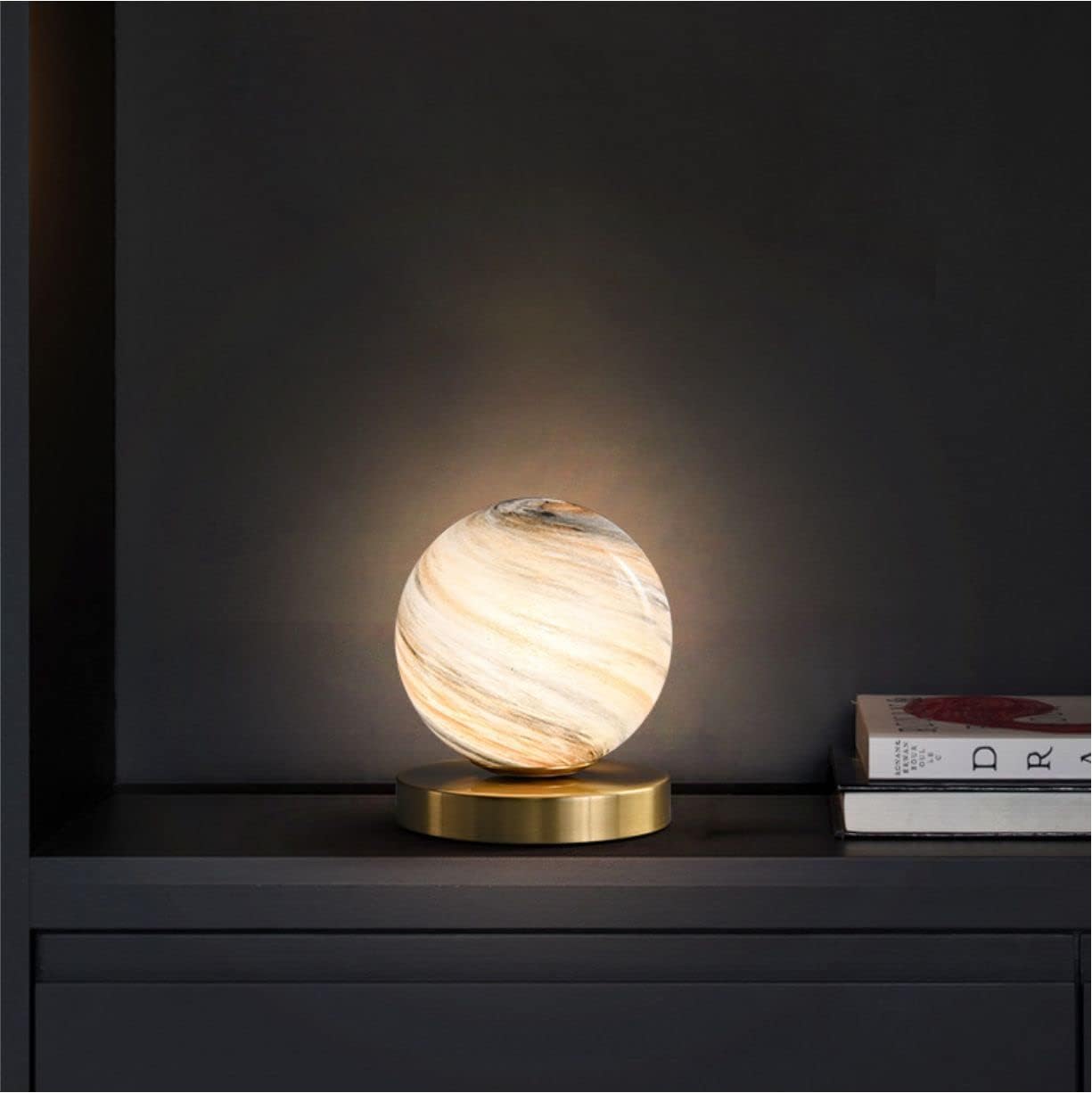 Mini Globe Table Lamp Wandering Earth Table Lamp Modern Glass Ball Desk Lamp with Switch with Plug for Bedroom Living Room Bookshelf Reading Decoration