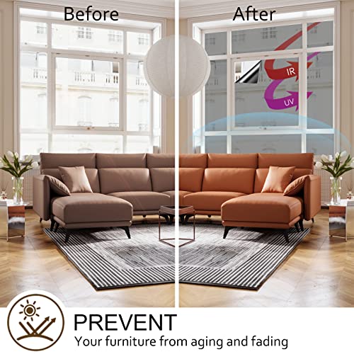 Toyoco Window Film Privacy One Way Daytime Window Tint Static Cling Sun Blocking Heat Control Anti Uv And Scratch Resistant Reflective Window Tinting Film For Home Office Black 30In X 25Ft, 5% Vlt #TOP4