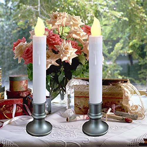 Lincountry Battery Operated Window Candles Dusk To Dawn,Window Candles Battery Operated With Timer,Battery Taper Candles Flickering Flameless With Vintage Holder,Christmas Window Candles Home Decor thumb #6