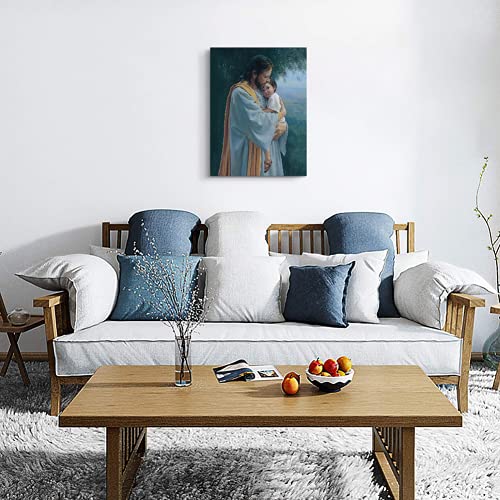 Jesus Christ Hugging Child Framed Canvas Wall Art Religious And Spiritual Art Print Poster Christian Never Leave You Artwork Wall Decor For Living Room Bedroom Office Hd Prints For Home Decoration #TOP2